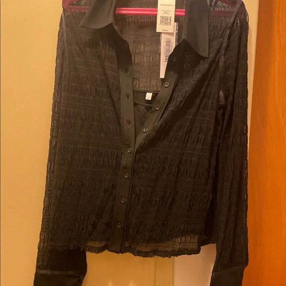 Jonathan Simkhai Robin Mesh Button Down Top - Picture 4 of 5